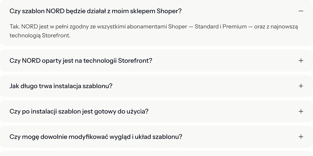 rozwijane faq shoper